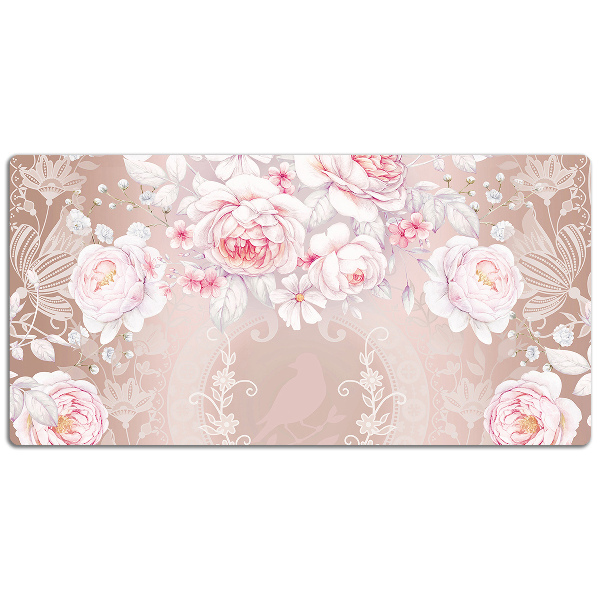 Sous main de bureau roses blanches