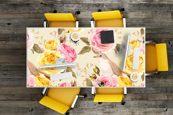 Tapis de bureau Oiseaux et roses