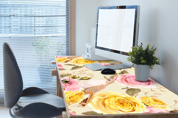 Tapis de bureau Oiseaux et roses