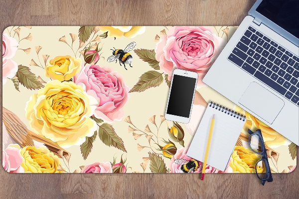 Tapis de bureau Oiseaux et roses