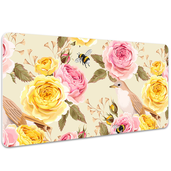 Tapis de bureau Oiseaux et roses