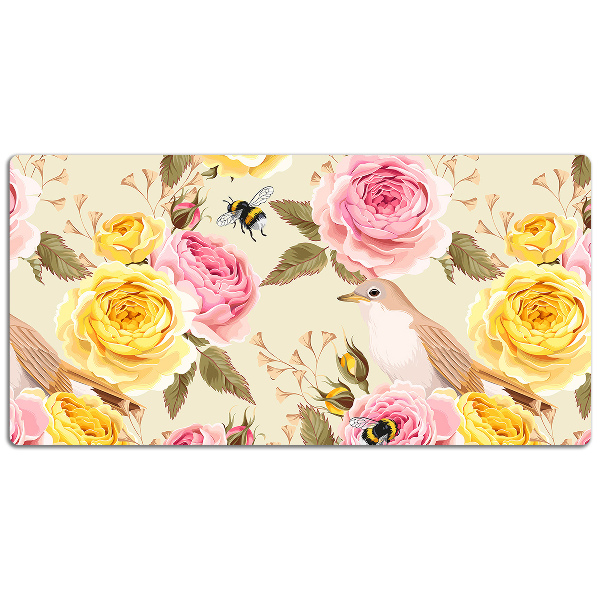 Tapis de bureau Oiseaux et roses