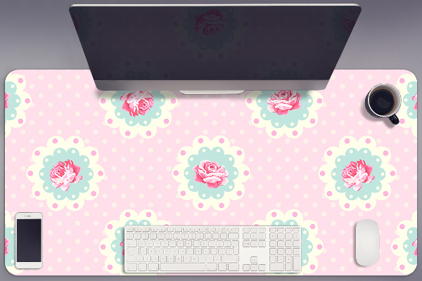 Sous main de bureau Roses et points