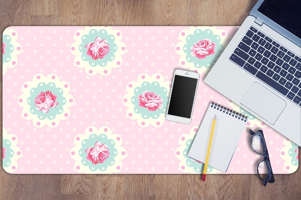 Sous main de bureau Roses et points