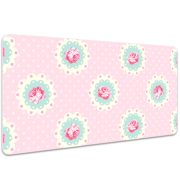 Sous main de bureau Roses et points