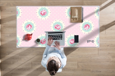 Sous main de bureau Roses et points