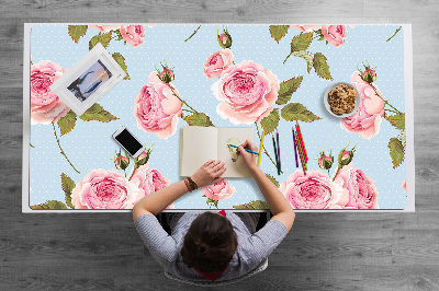 Sous main de bureau Roses avec des feuilles