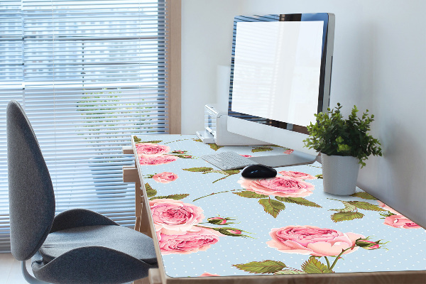Sous main de bureau Roses avec des feuilles
