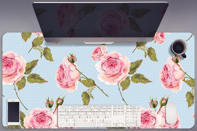 Sous main de bureau Roses avec des feuilles