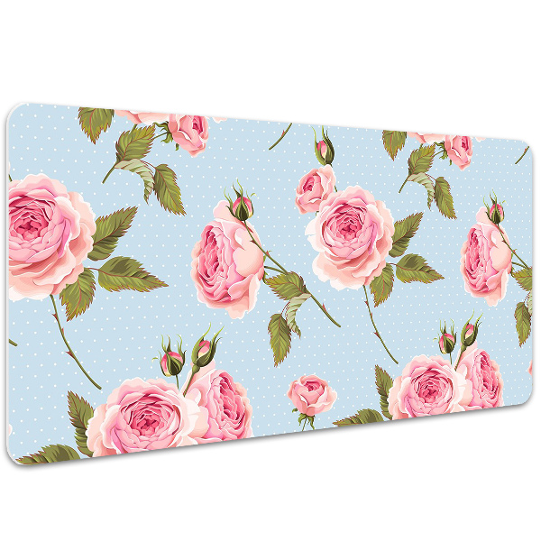 Sous main de bureau Roses avec des feuilles