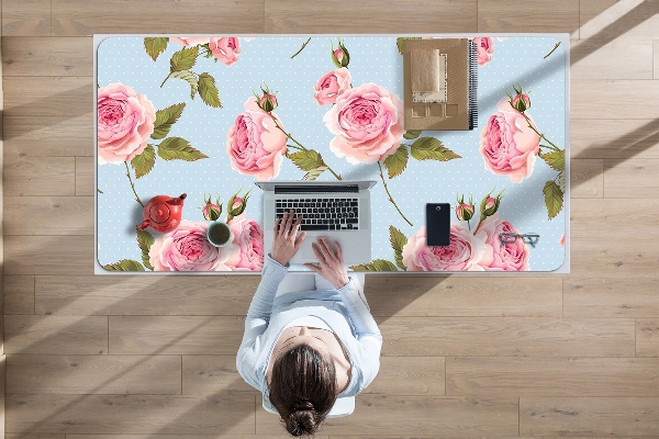 Sous main de bureau Roses avec des feuilles