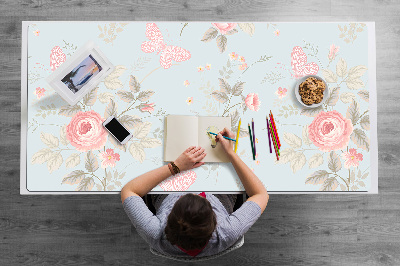 Sous main de bureau Roses et papillons