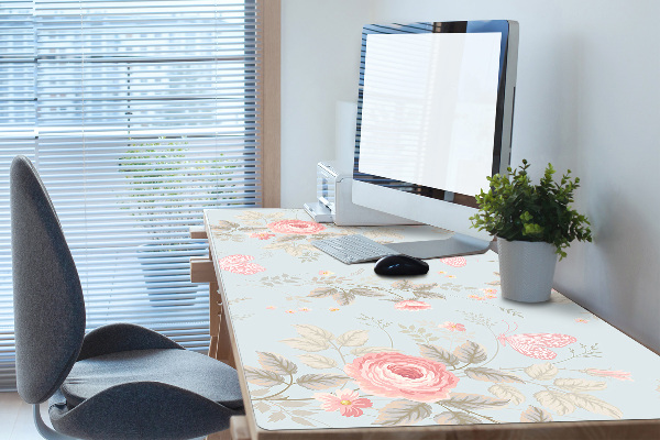 Sous main de bureau Roses et papillons