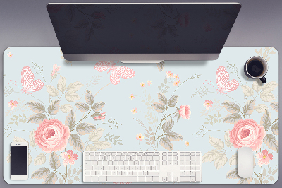 Sous main de bureau Roses et papillons