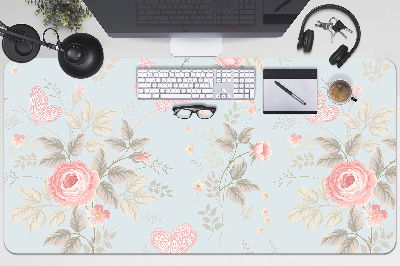 Sous main de bureau Roses et papillons