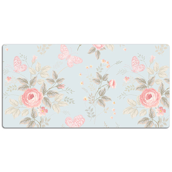 Sous main de bureau Roses et papillons