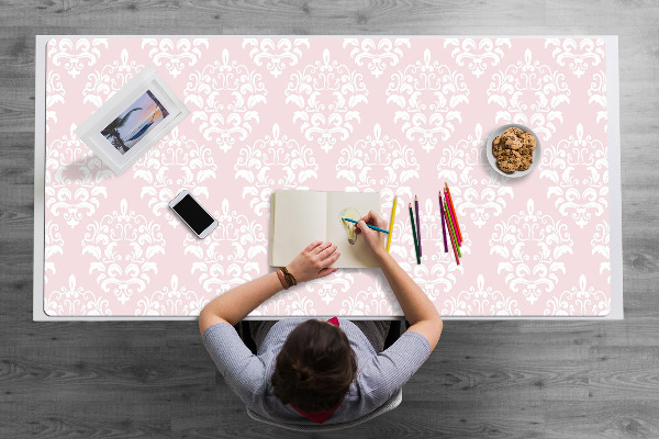 Sous main de bureau Damassé rose
