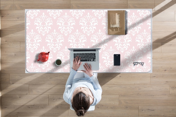 Sous main de bureau Damassé rose