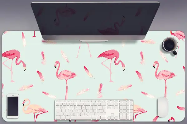 Sous-main bureau Flamants et plumes