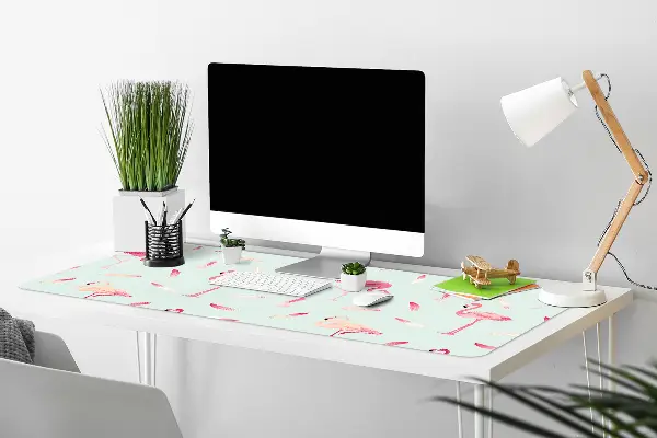 Sous-main bureau Flamants et plumes