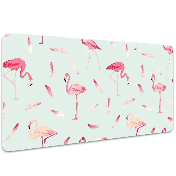 Sous-main bureau Flamants et plumes
