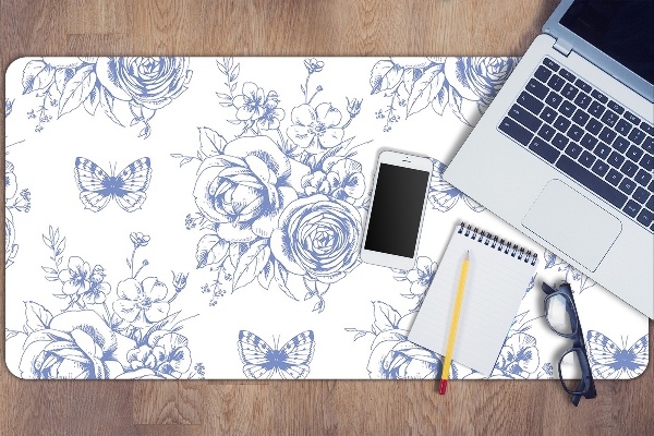 Tapis de bureau Papillons et fleurs