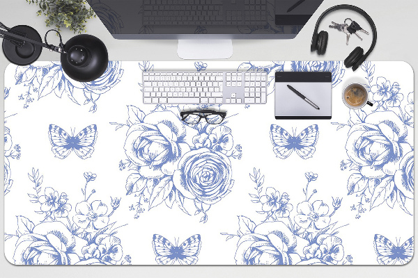 Tapis de bureau Papillons et fleurs
