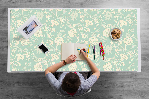 Tapis de bureau fleurs blanches
