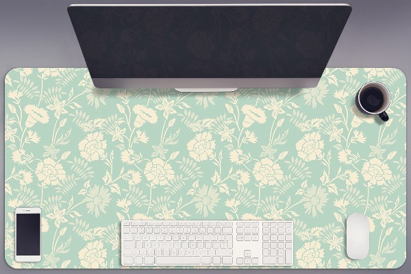 Tapis de bureau fleurs blanches