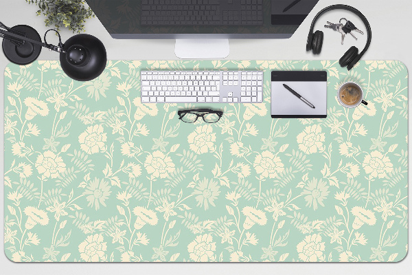 Tapis de bureau fleurs blanches