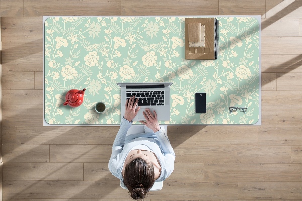 Tapis de bureau fleurs blanches