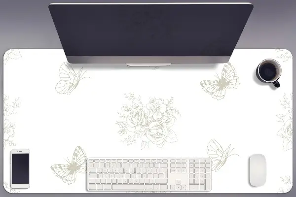 Tapis de bureau Papillons et fleurs