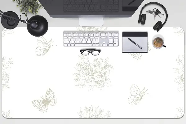 Tapis de bureau Papillons et fleurs