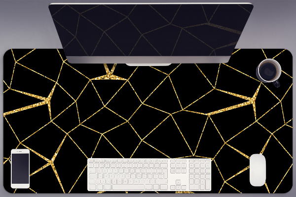 Sous-main bureau Mosaïque or et noire
