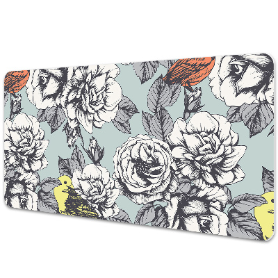 Tapis de bureau Roses et oiseaux