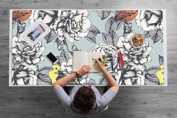 Tapis de bureau Roses et oiseaux