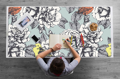 Tapis de bureau Roses et oiseaux