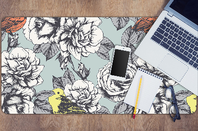 Tapis de bureau Roses et oiseaux