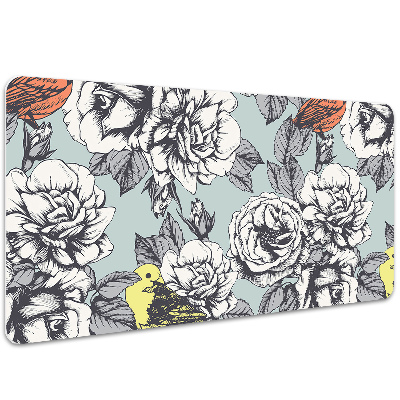 Tapis de bureau Roses et oiseaux