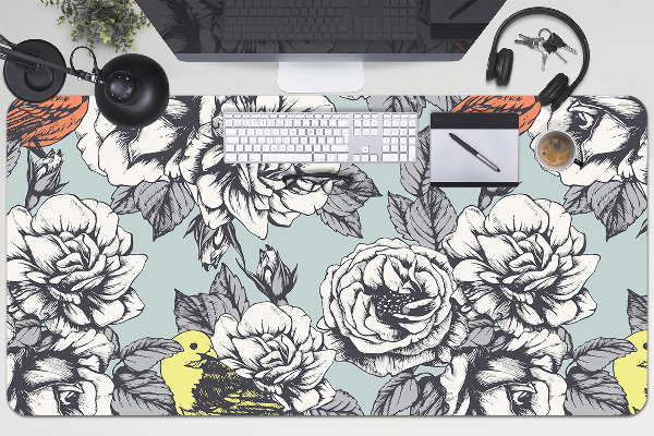 Tapis de bureau Roses et oiseaux
