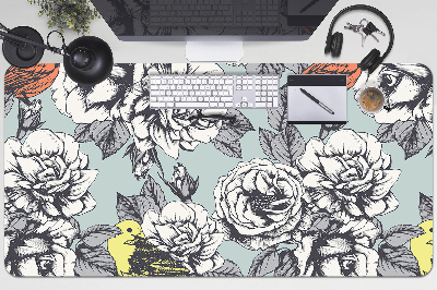 Tapis de bureau Roses et oiseaux