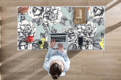 Tapis de bureau Roses et oiseaux