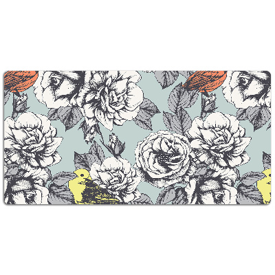 Tapis de bureau Roses et oiseaux