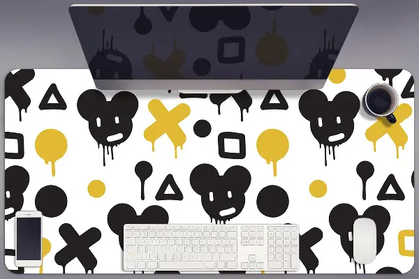 Sous-main bureau Graffiti noir et jaune