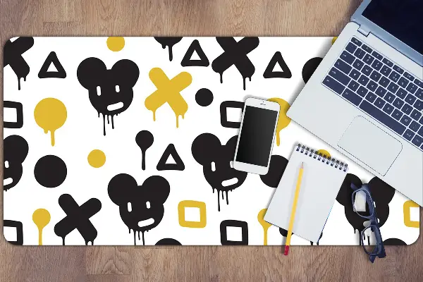 Sous-main bureau Graffiti noir et jaune
