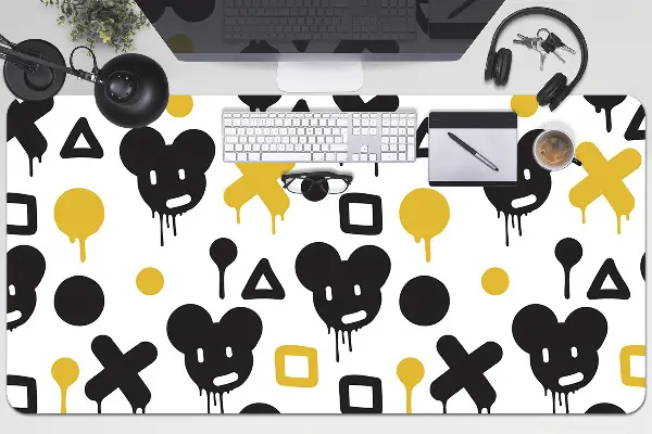 Sous-main bureau Graffiti noir et jaune
