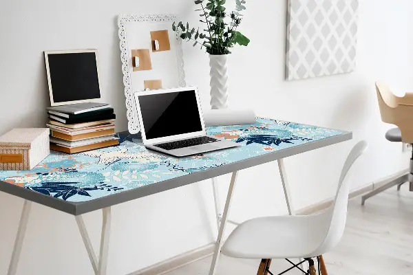 Sous-main bureau Grue et fleurs