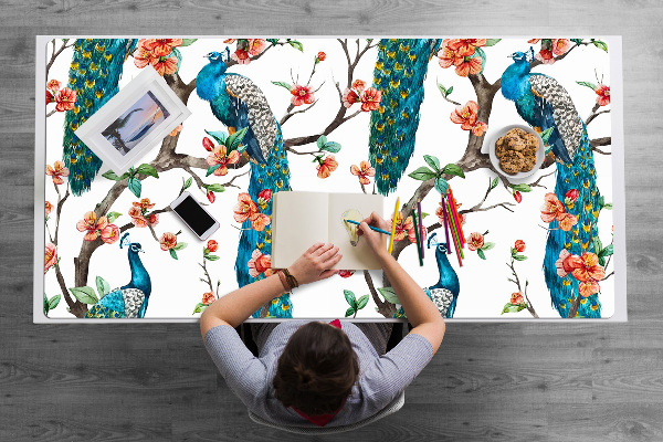 Tapis de bureau Paon coloré