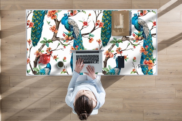 Tapis de bureau Paon coloré