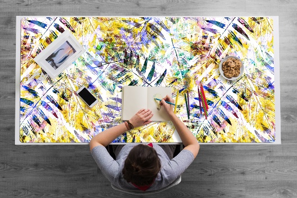 Tapis de bureau feuilles d'or